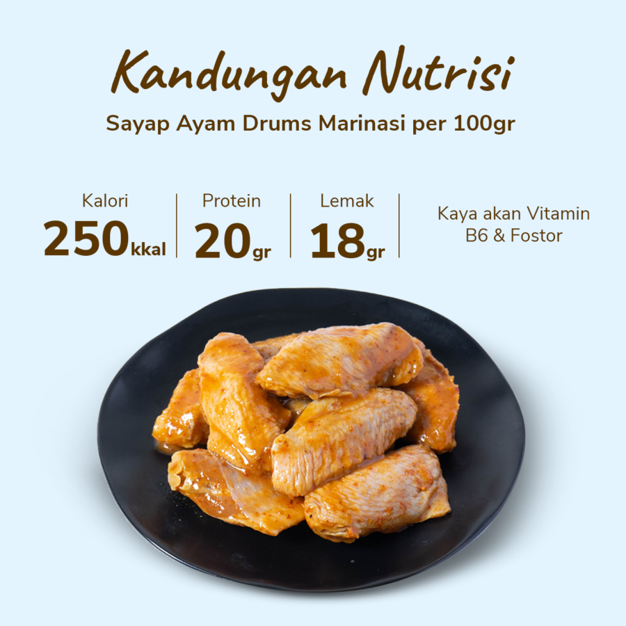 Sayap Ayam Drums Wings Marinasi HOT Astro Farm 450-550gram