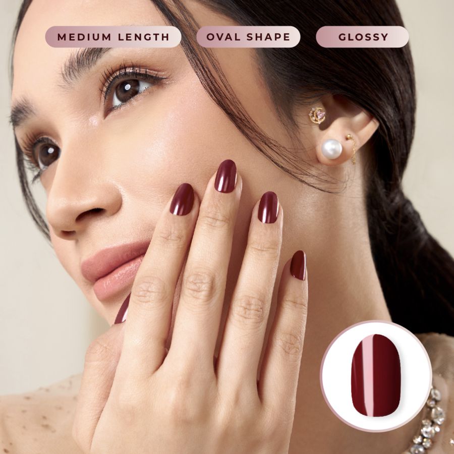 Eze Nails Noble In Deep Wine (Kuku Palsu Tempel) 1pack