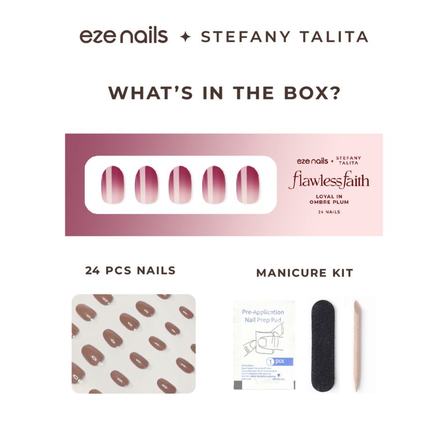 Eze Nails Loyal in Ombre Plum Kuku Palsu Tempel 1pack