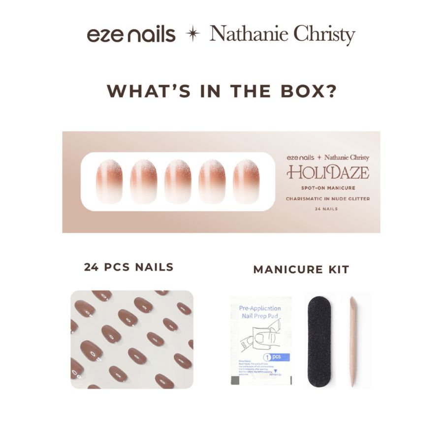 Eze Nails Charismatic In Nude Glitter (Kuku Palsu Tempel) 1pack