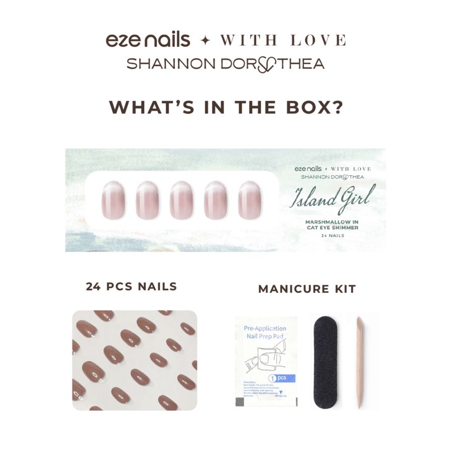 Eze Nails Marsmallow in Cat Eye Shimmer Kuku Palsu Tempel 1 Pack 1pack