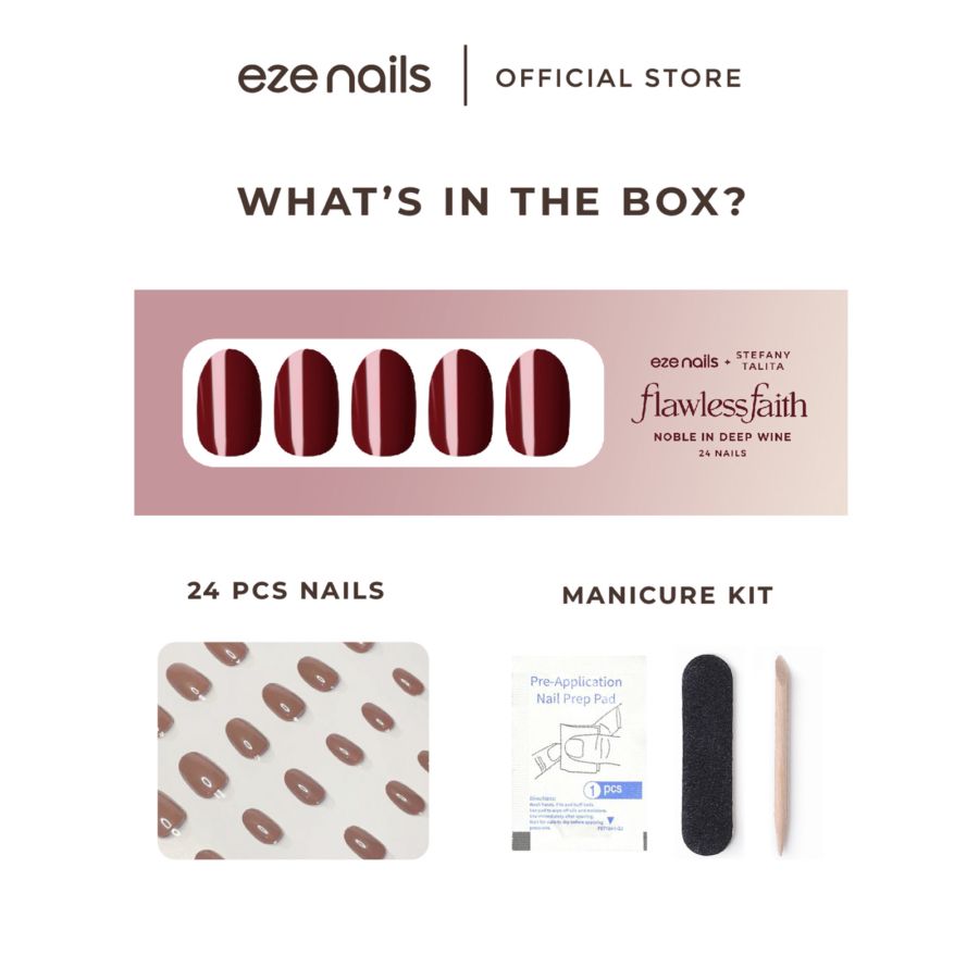 Eze Nails Noble In Deep Wine (Kuku Palsu Tempel) 1pack