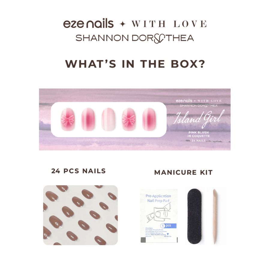 Eze Nails Pink Blush In Coquette (Kuku Palsu Tempel) 1pack