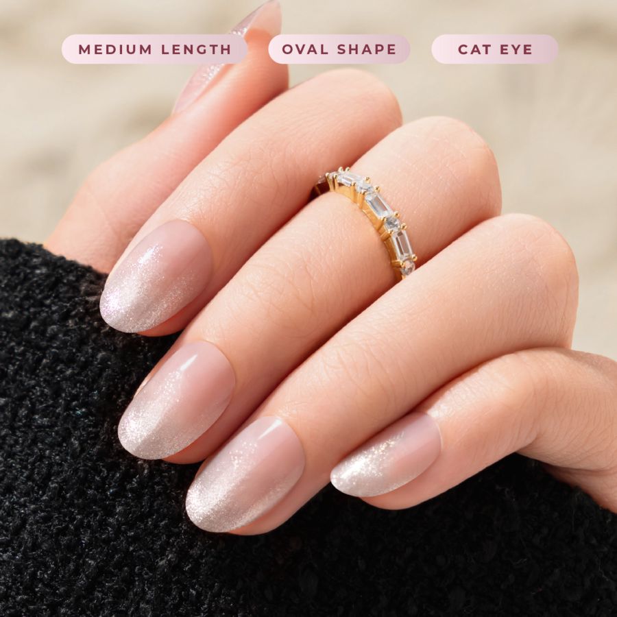 Eze Nails Marsmallow in Cat Eye Shimmer Kuku Palsu Tempel 1 Pack 1pack