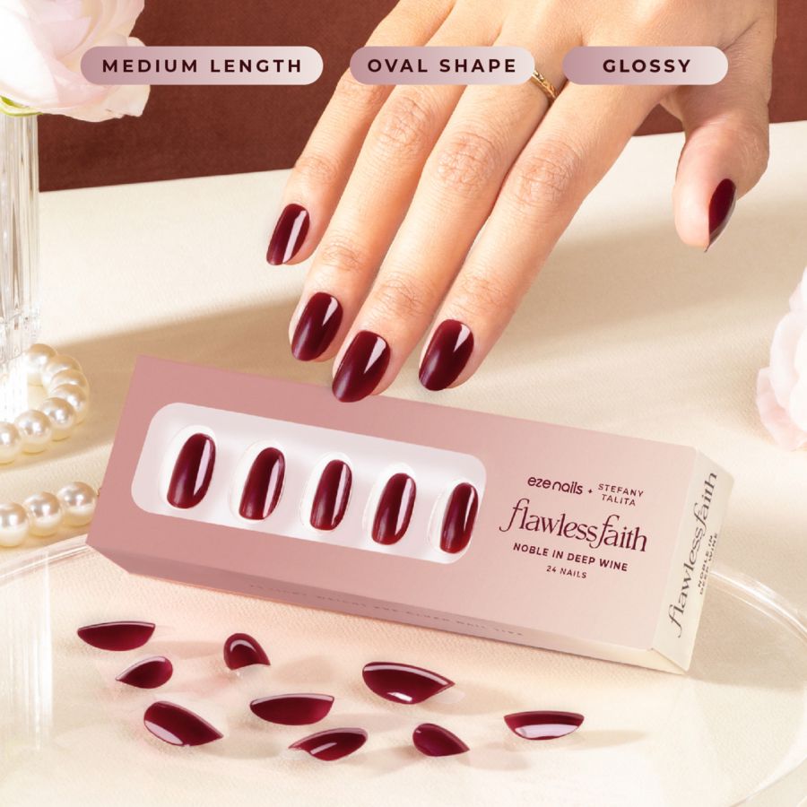 Eze Nails Noble In Deep Wine (Kuku Palsu Tempel) 1pack