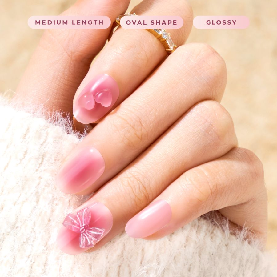 Eze Nails Pink Blush In Coquette (Kuku Palsu Tempel) 1pack