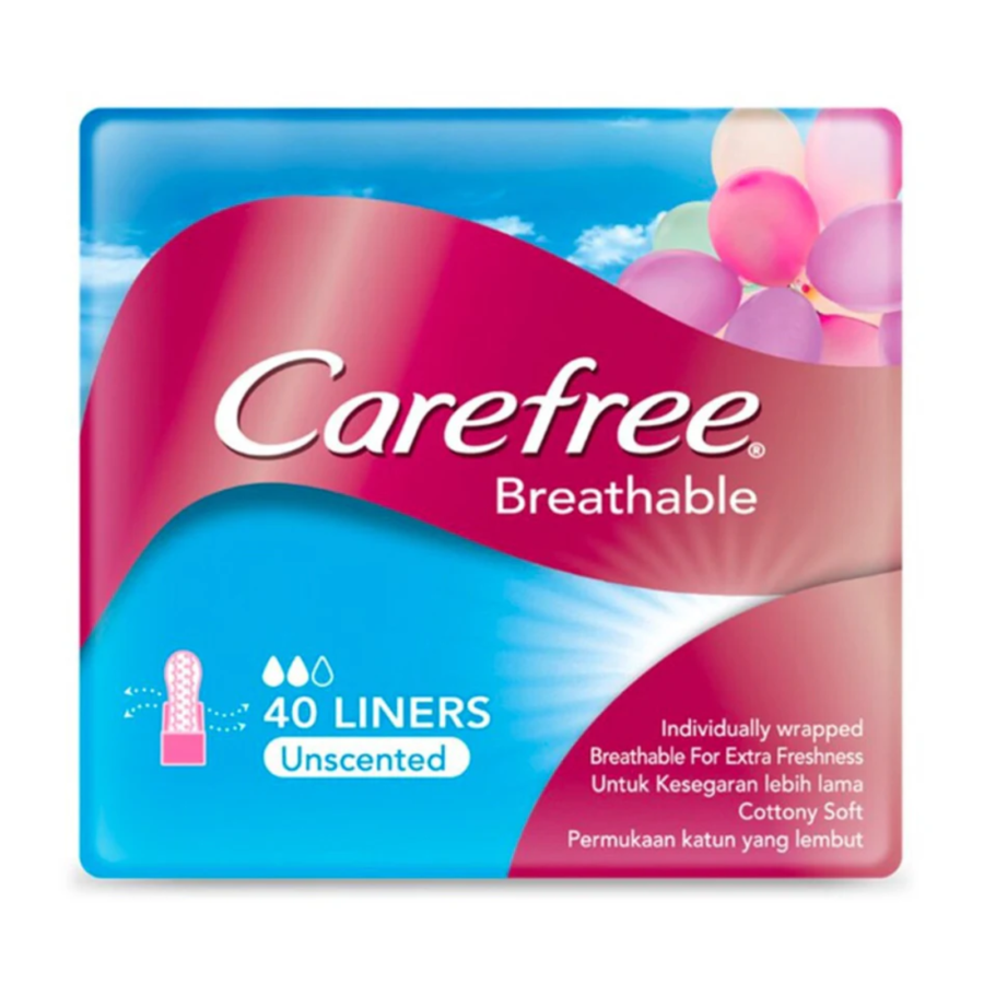 Carefree Breathable Unscented Panty Liners 40pcs 1pack