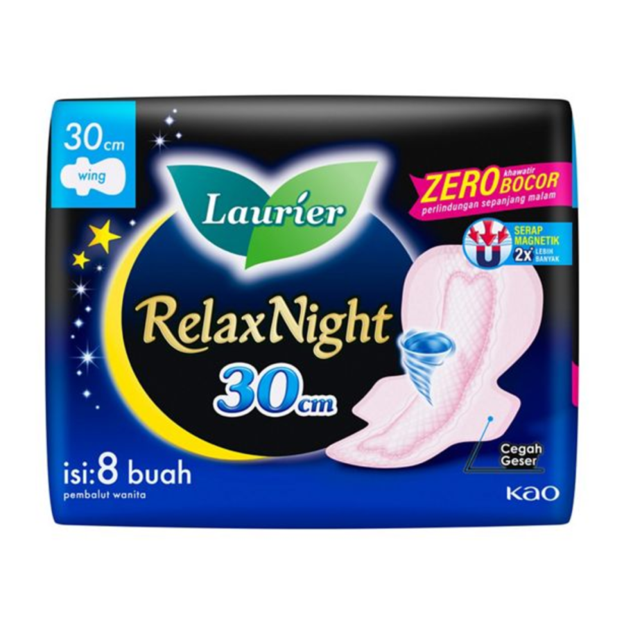 Laurier Relax Night Wing 30 cm Pembalut Kewanitaan 8pads