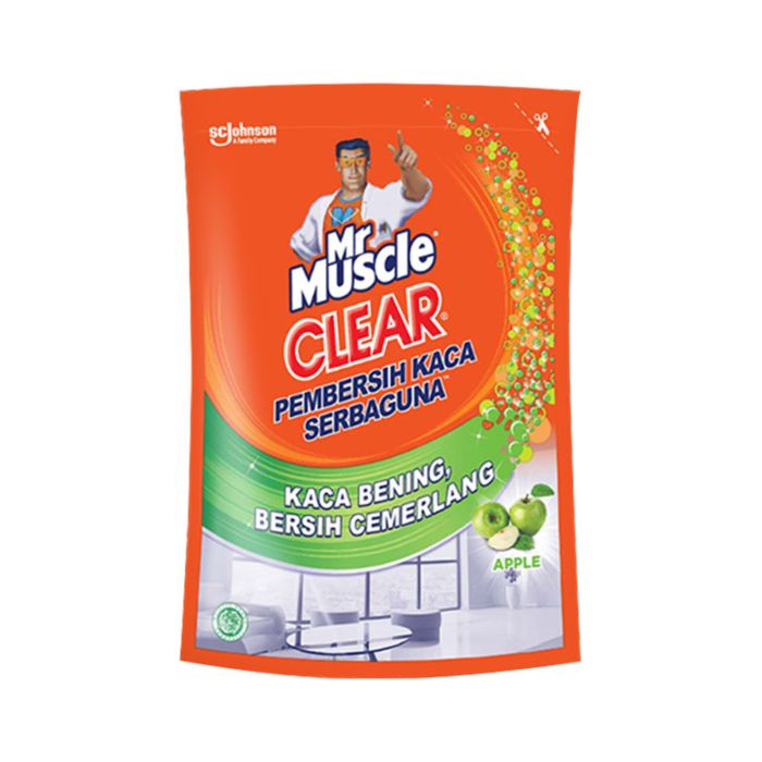 Mr. Muscle Clear Glass Liquid Apple pouch/Pembersih Kaca 400ml