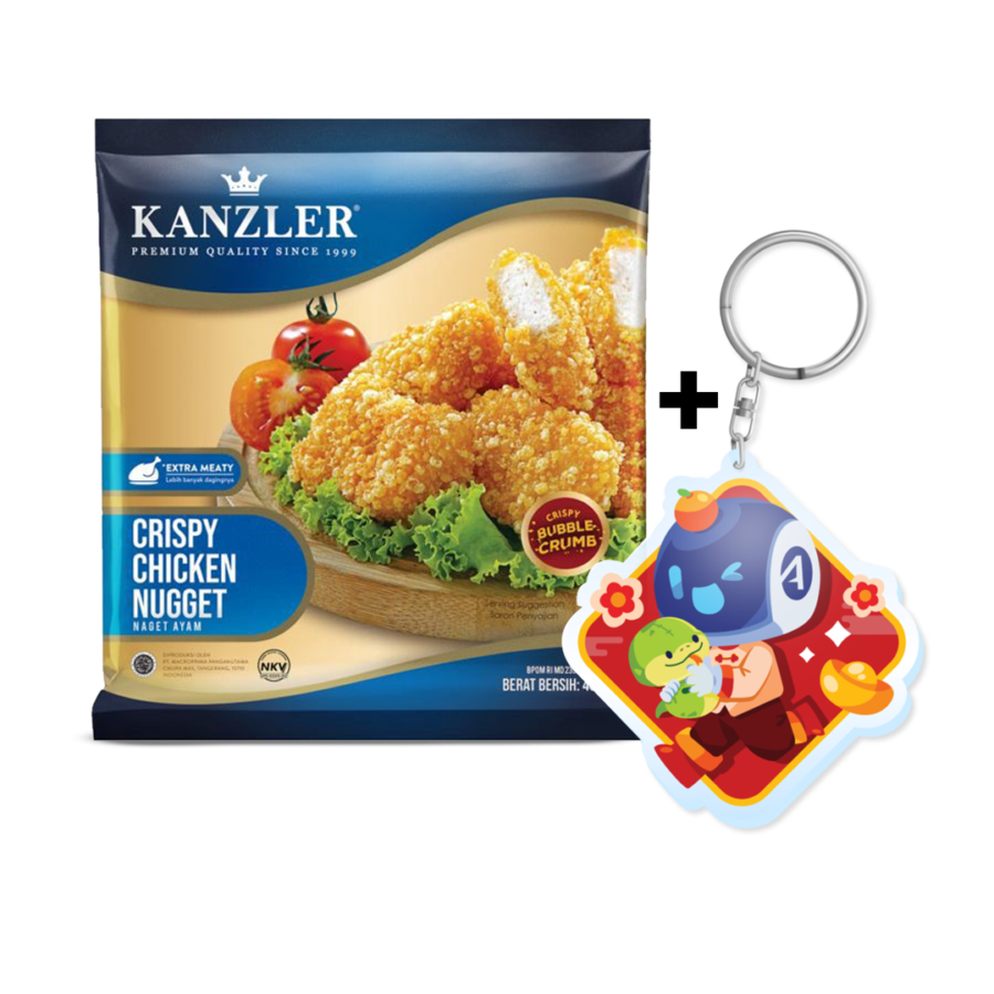 [Bundle] 1 Kanzler Crispy Chicken Nugget 450 gram + 1 Merchandise Astro Club - Keychain Shio Snake & Airo