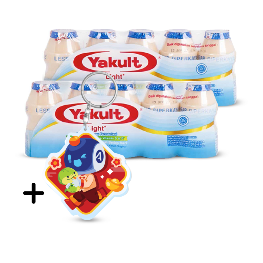 [Bundle] 2 Yakult Light Less Sugar 5 pcs + 1 Keychain Shio Snake & Airo