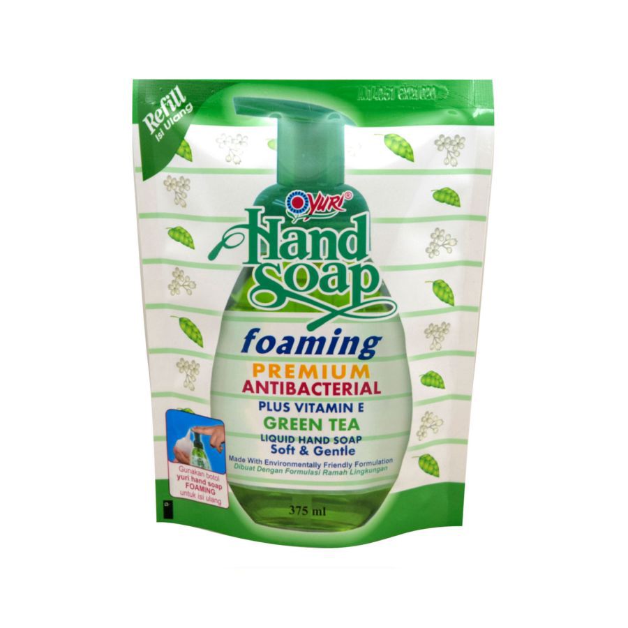 Bundle 3 Yuri Hand Soap Foaming Green Tea Pouch 375 ml