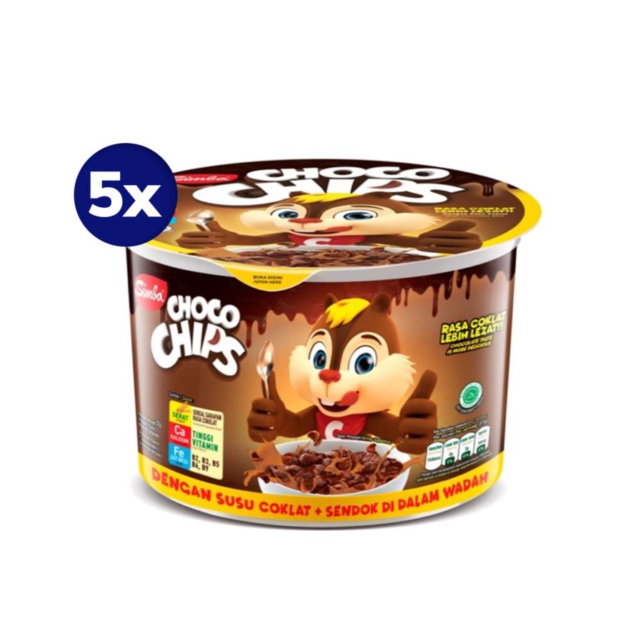[Bundle 5] Simba Choco Chips Cereal Susu Coklat Cup 34 gram