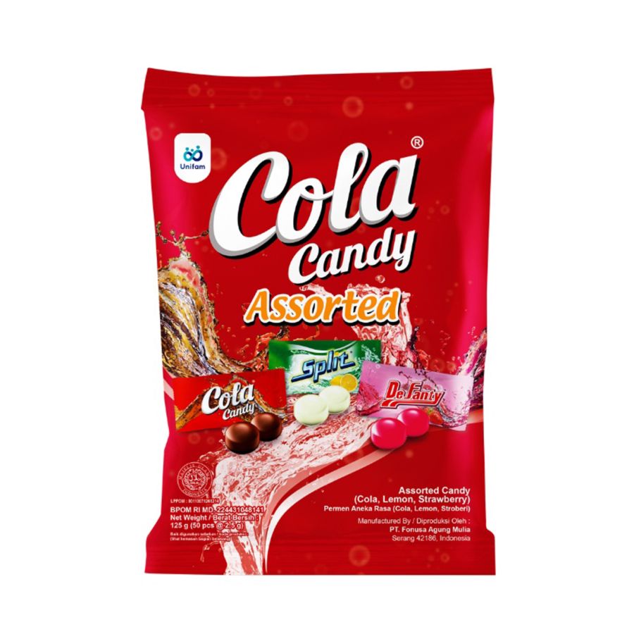 Cola Candy Permen Assorted (Cola Candy, DeFanty, Split) 50pcs 200gram