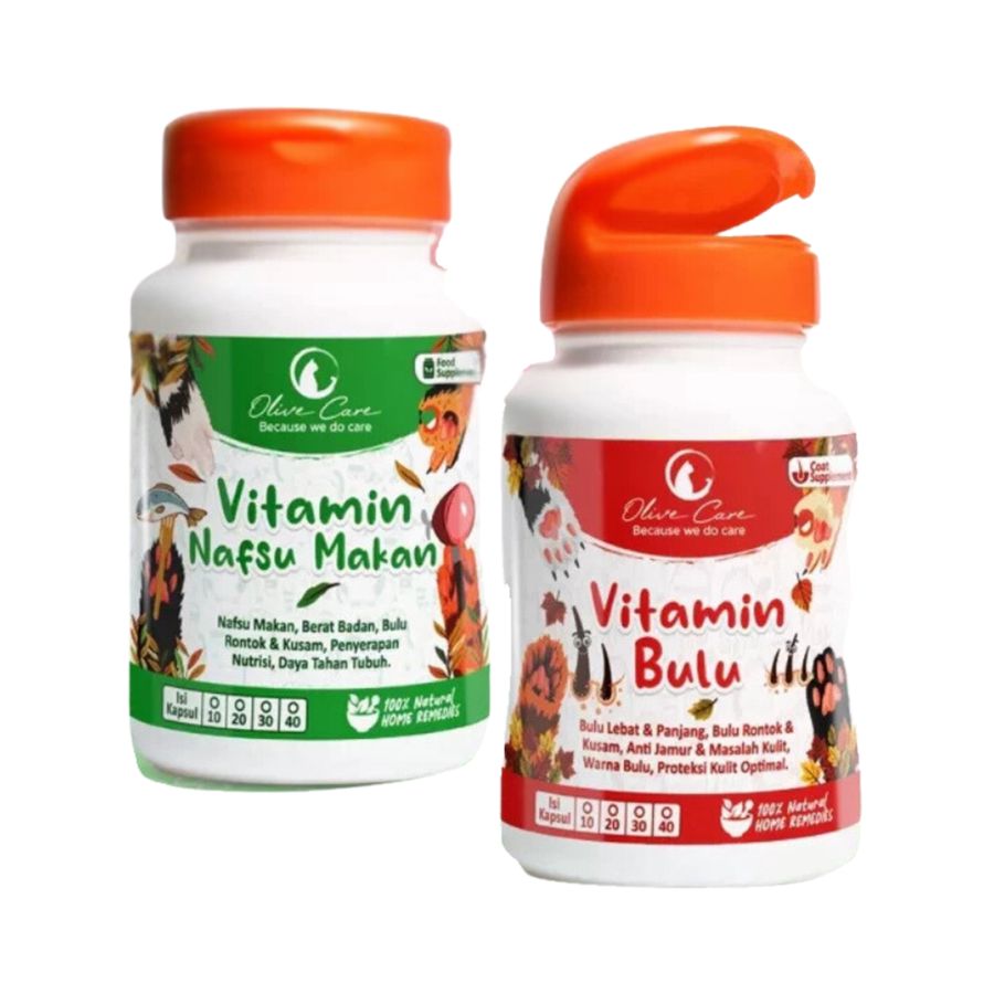 Olive Care Vitamin Nafsu Makan & Bulu Kucing Paket Bulu Gembul 10kapsul