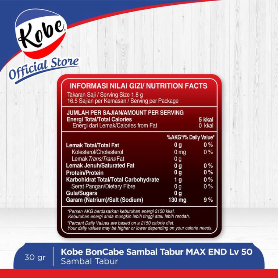 Kobe Boncabe Sambal Tabur Max End Level 50 30gram