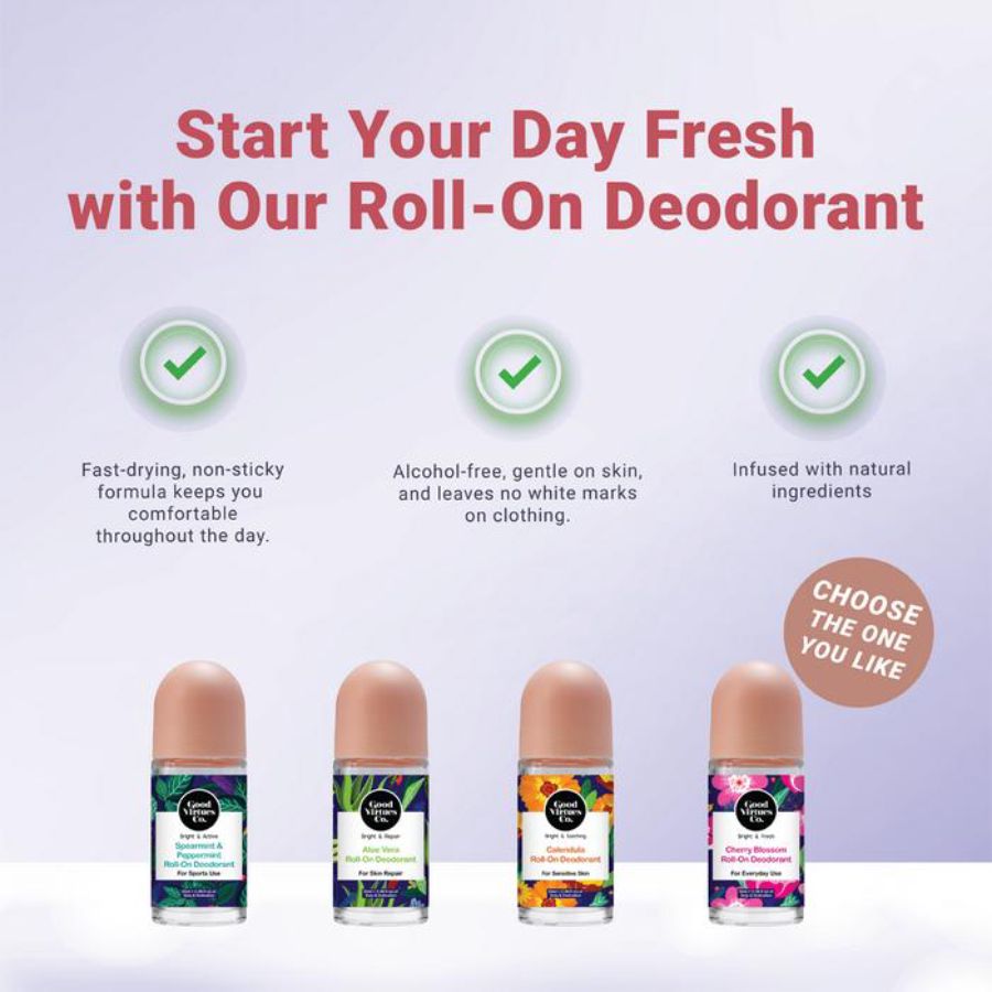 Good Virtues Co. Bright & Fresh Cherry Blossom Deodorant Roll On 55ml