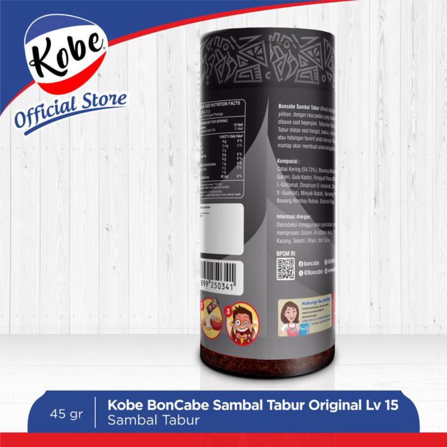 Kobe Boncabe Sambal Tabur Original Level 15 45gram