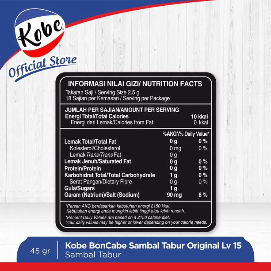 Kobe Boncabe Sambal Tabur Original Level 15 45gram