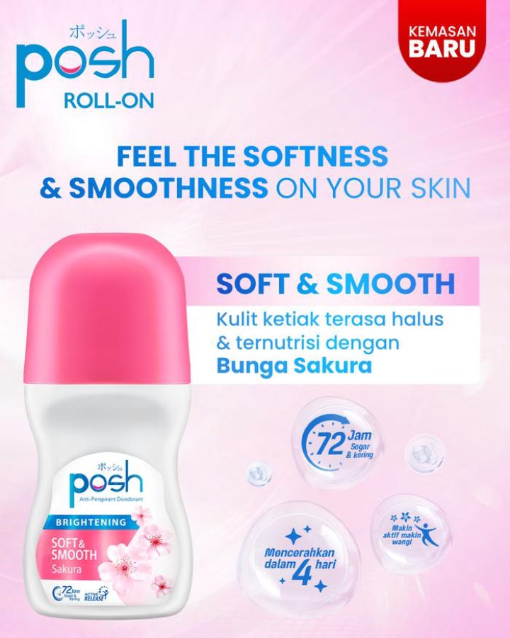 Posh Brightening Soft & Smooth Sakura Deodorant Roll On 50ml
