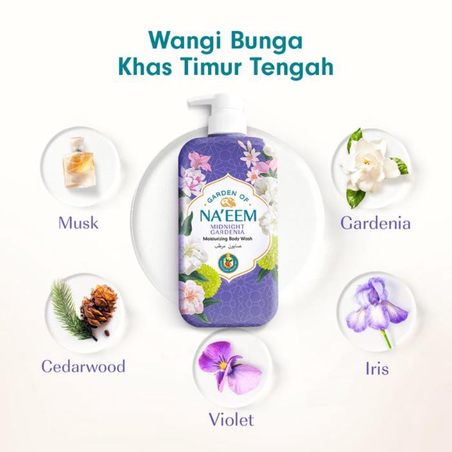 Garden of Naeem Midnight Gardenia Moisturizing Body Wash Bottle 480ml