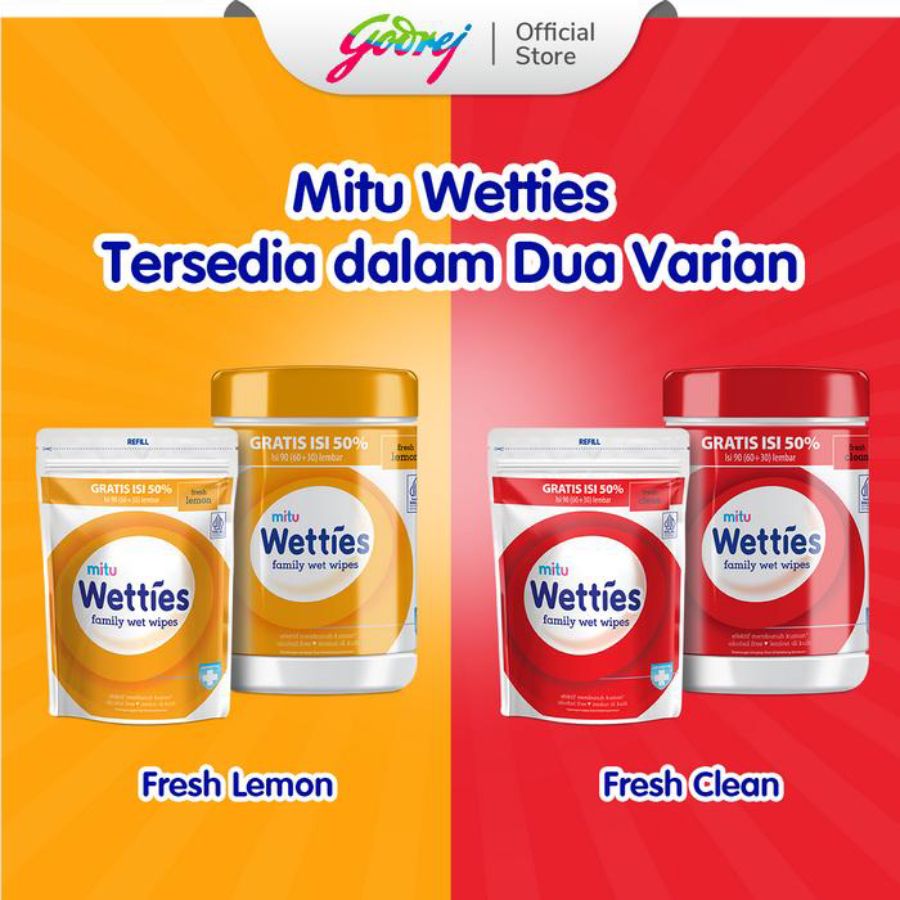 Wetties Antiseptic Family Lemon Wet Wipes 90sheets