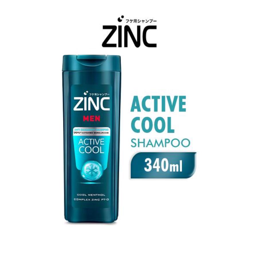 Zinc Shampoo Men Active Cool Botol 340ml