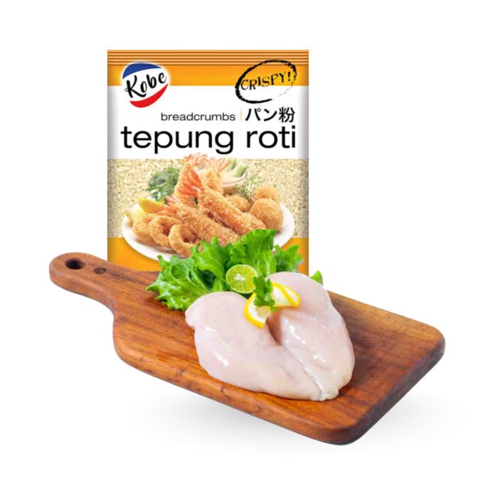 Kobe Breadcrumbs Tepung Roti Crispy 200 gram & Dada Boneless BLD Ayam Nanas Sreeya 450 gram