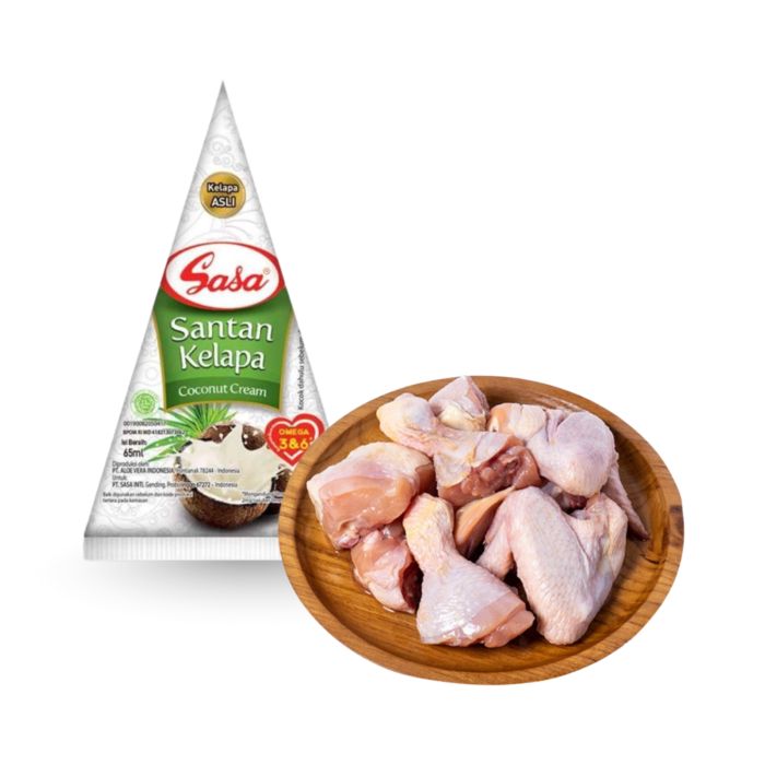 Sasa Santan Kelapa Cair 65 ml & Belfoods Ayam Nanas Potong 8 Sreeya 450 gram