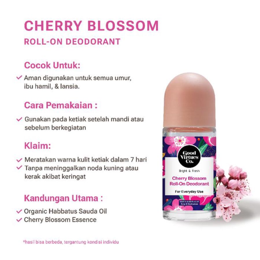 Good Virtues Co. Bright & Fresh Cherry Blossom Deodorant Roll On 55ml