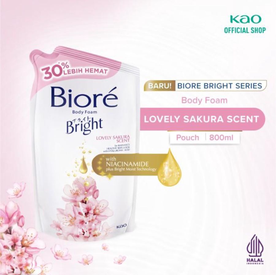 Biore Bright Lovely Sakura Body Foam Refill 800ml