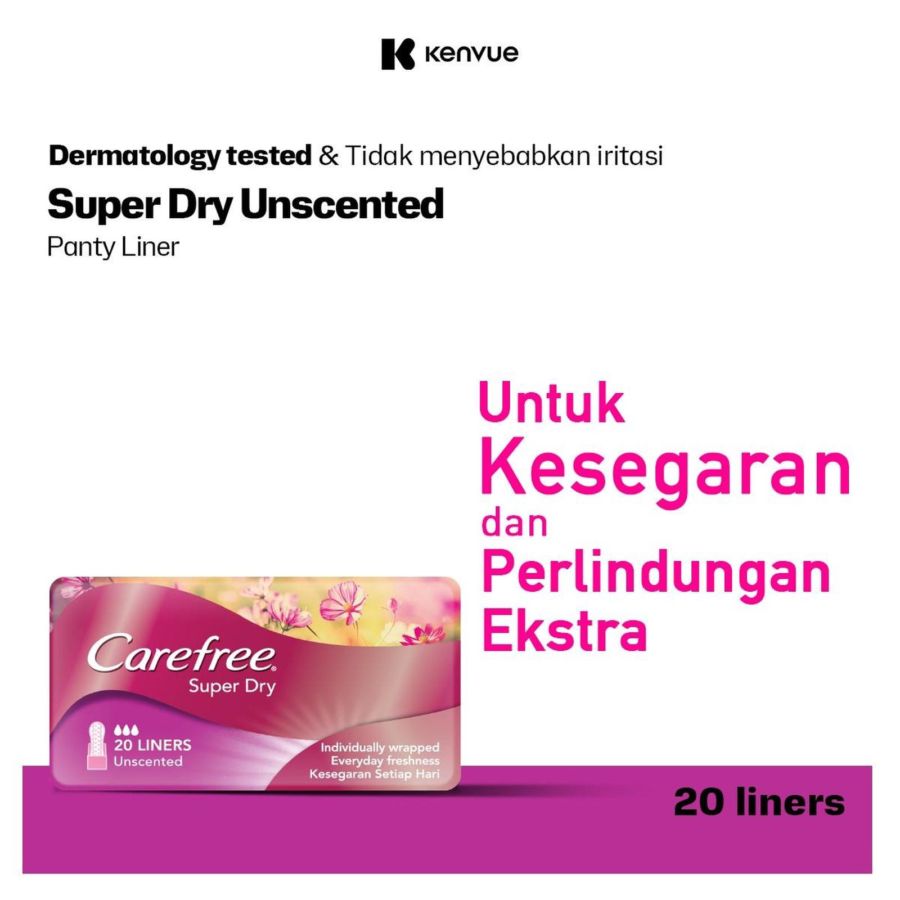 Carefree Super Dry Pantyliner Unscented Pembalut Wanita 20pcs