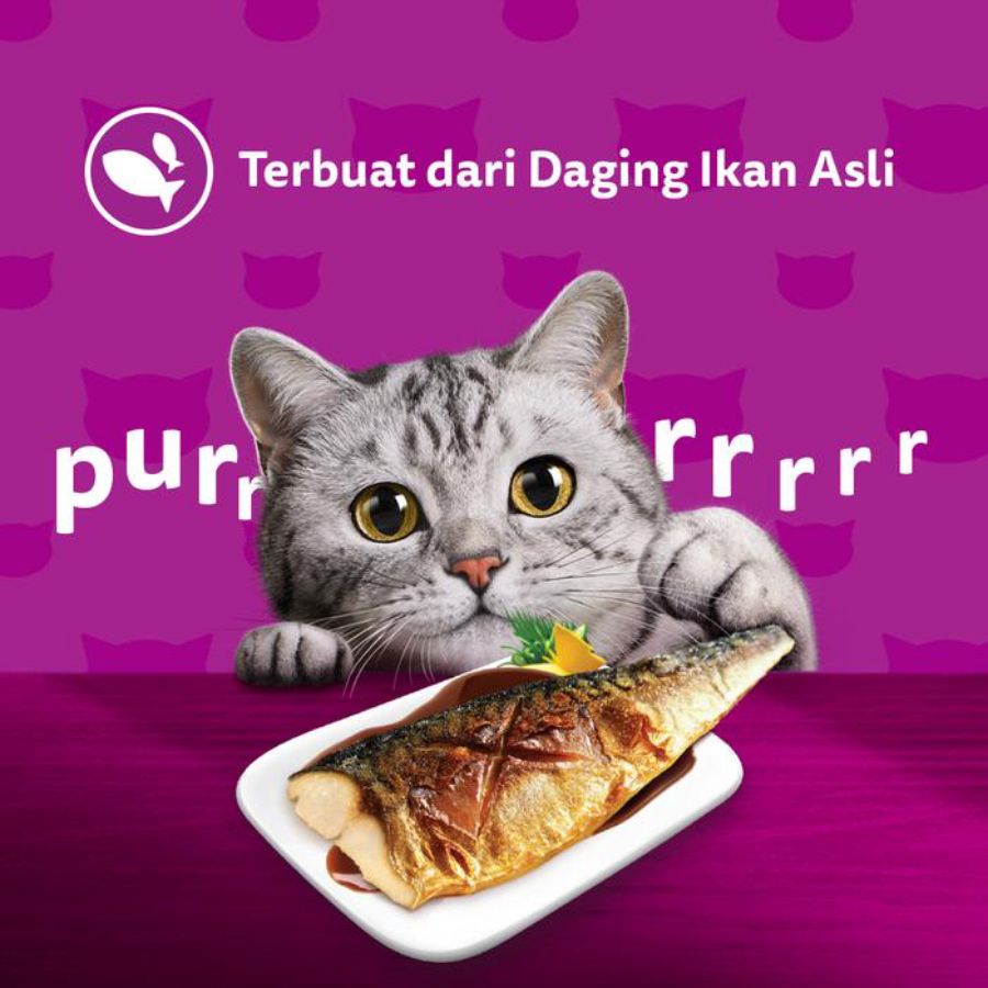 Whiskas Mackerel & Salmon Adult Makanan Kucing Basah Pouch 80gram