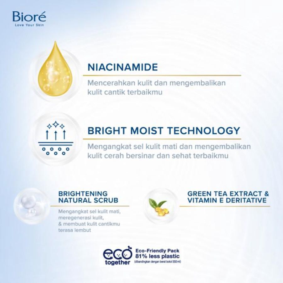 Biore Bright White Scrub Body Foam Pouch 380ml