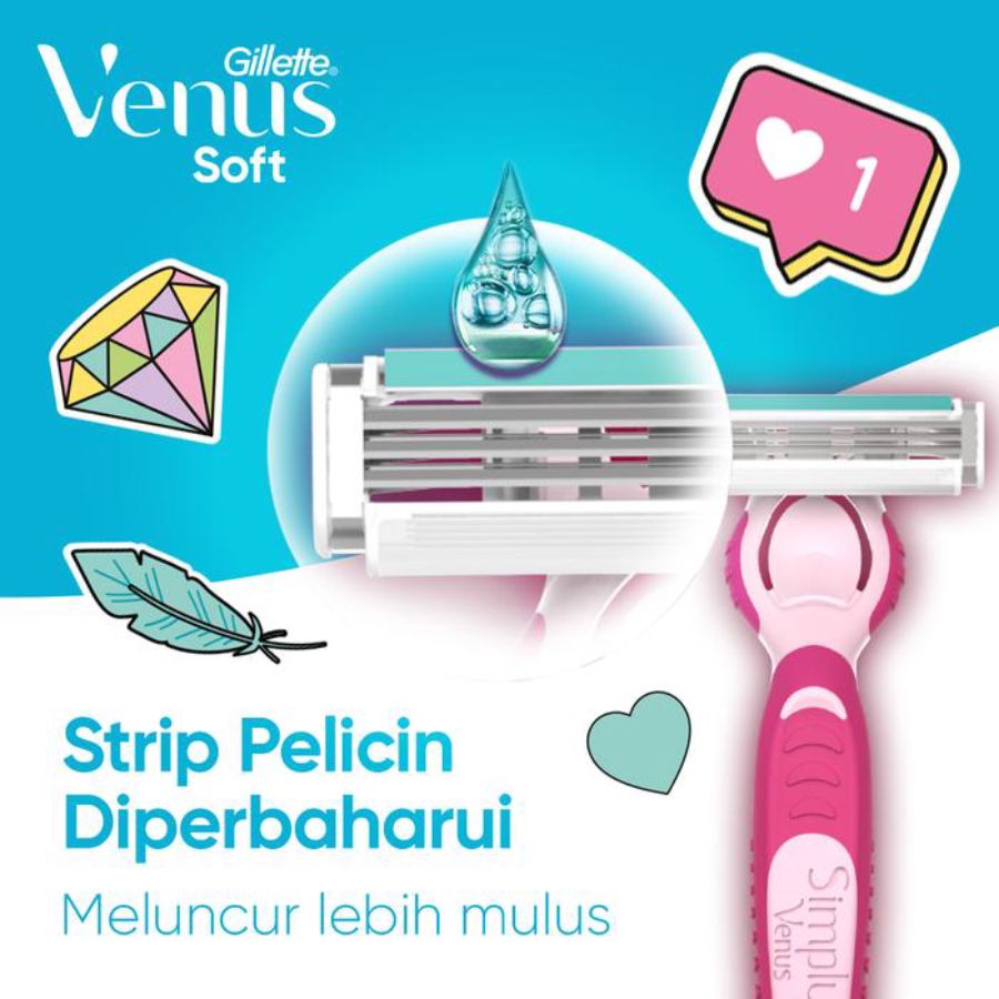 Gillette Venus Soft Pisau Cukur 1R + 4B 1pack