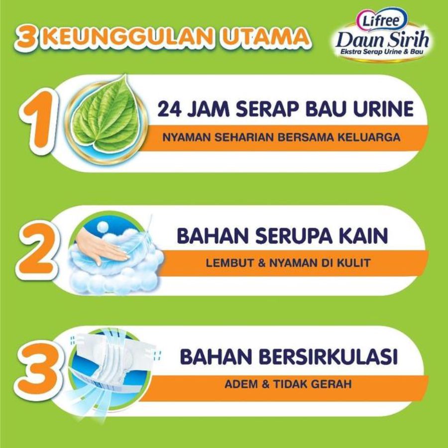 Lifree Popok Perekat Daun Sirih M 16 1pack