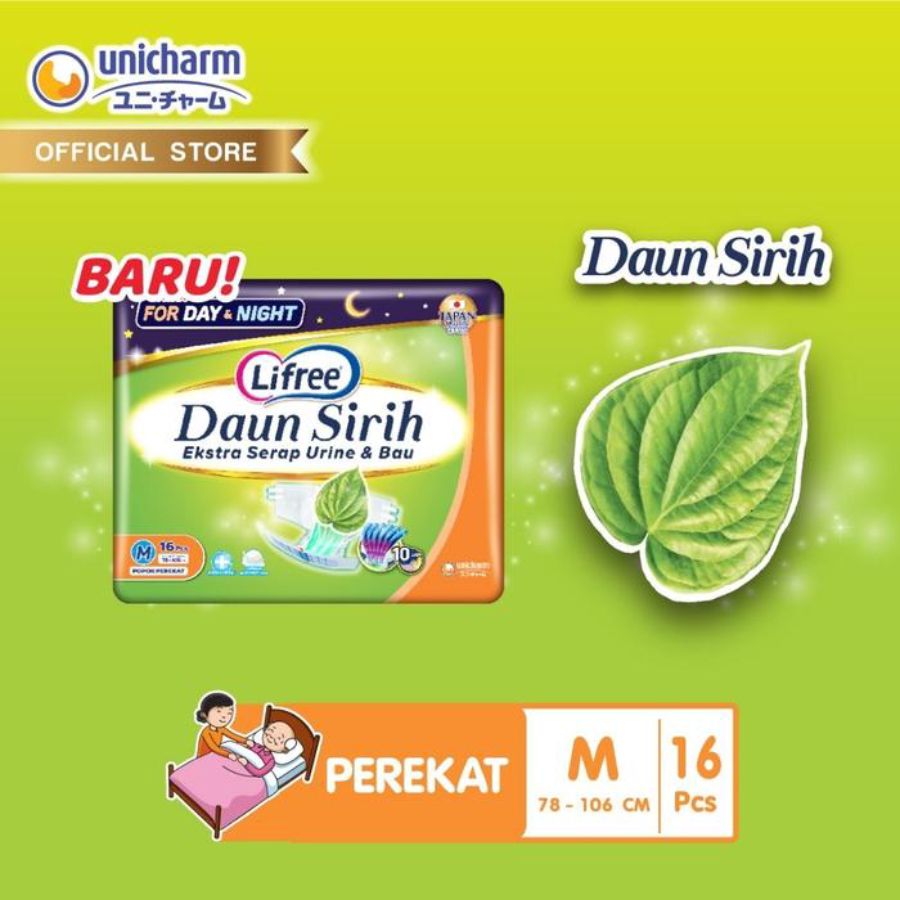 Lifree Popok Perekat Daun Sirih M 16 1pack