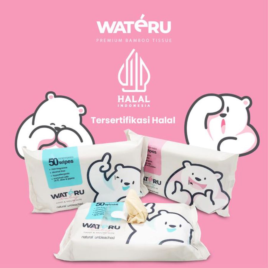 Wateru Baby Bamboo Hand & Mouth Wet Wipes Mini Size 10 Sheets 5 pcs 5pcs