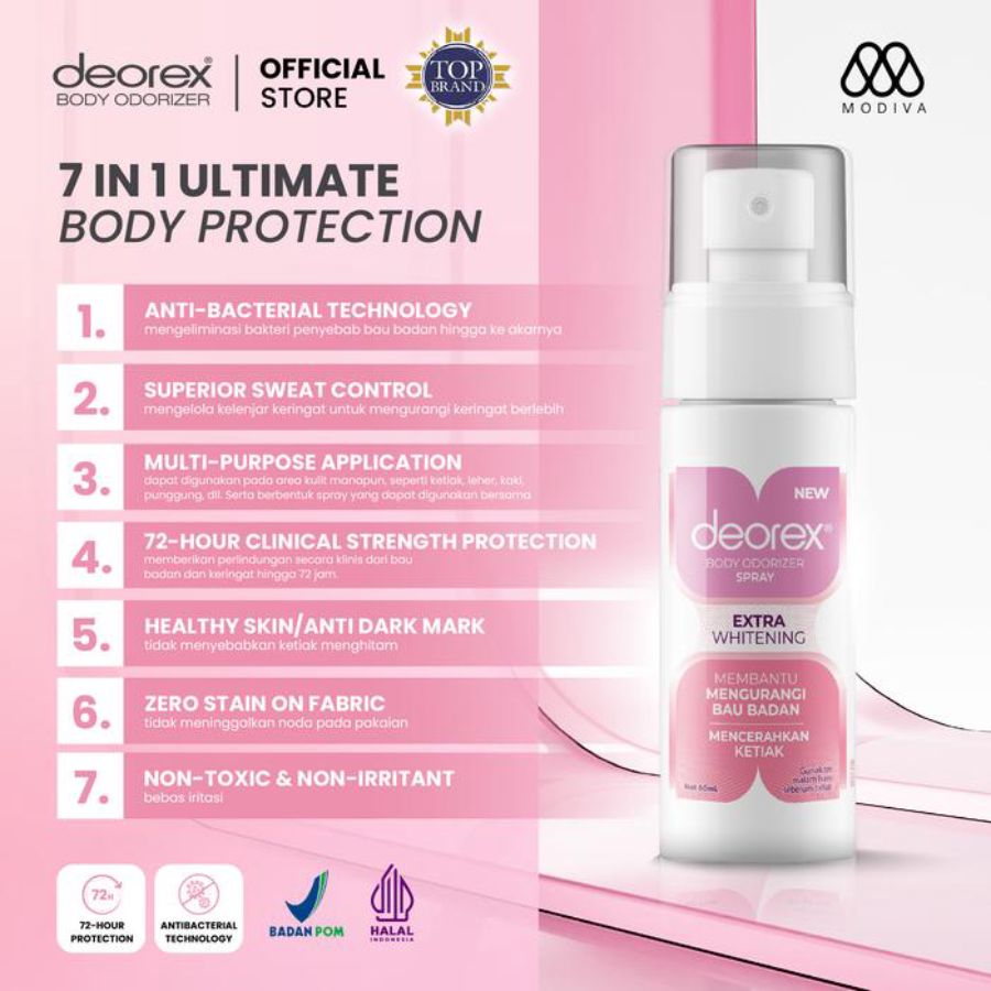 Deorex Extra Whitening Body Odorizer Spray 60ml