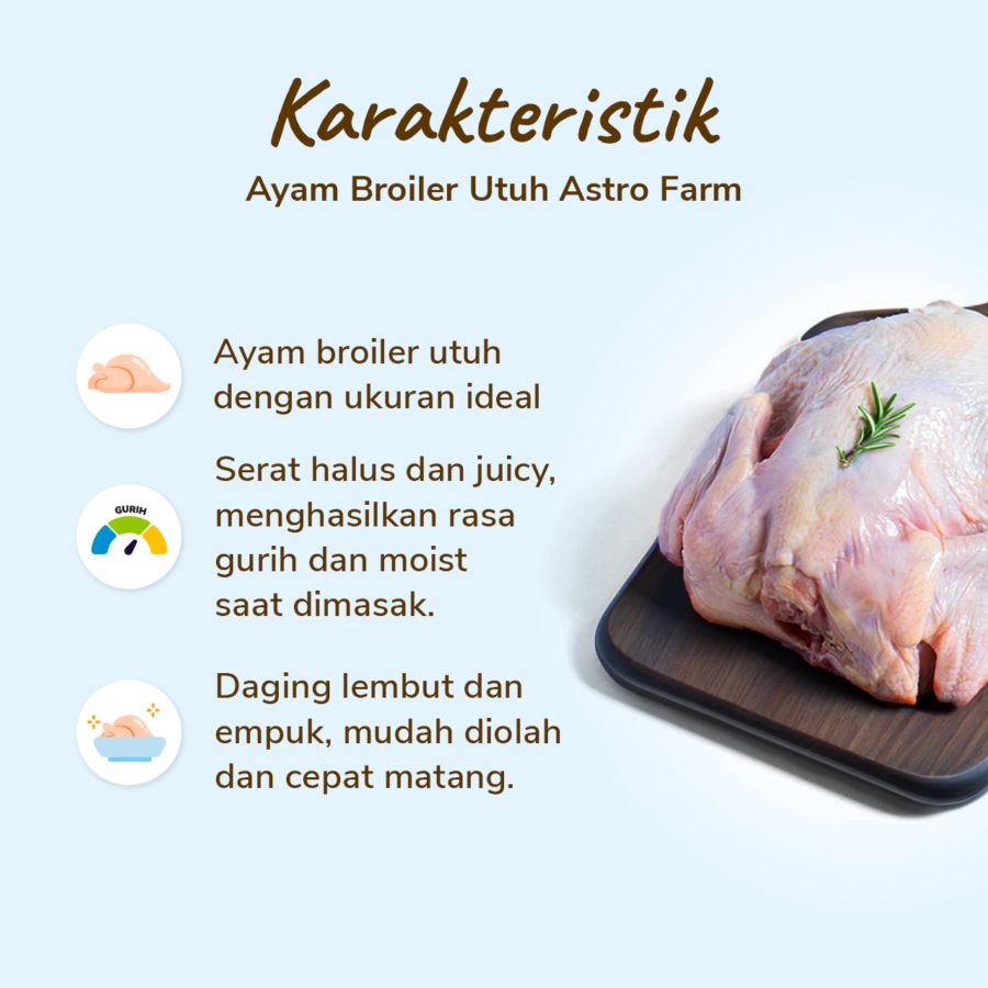 Ayam Broiler Utuh Astro Farm 900-1000gram 1pcs