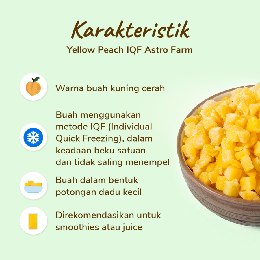 Yellow Peach Dices Frozen IQF 500gram