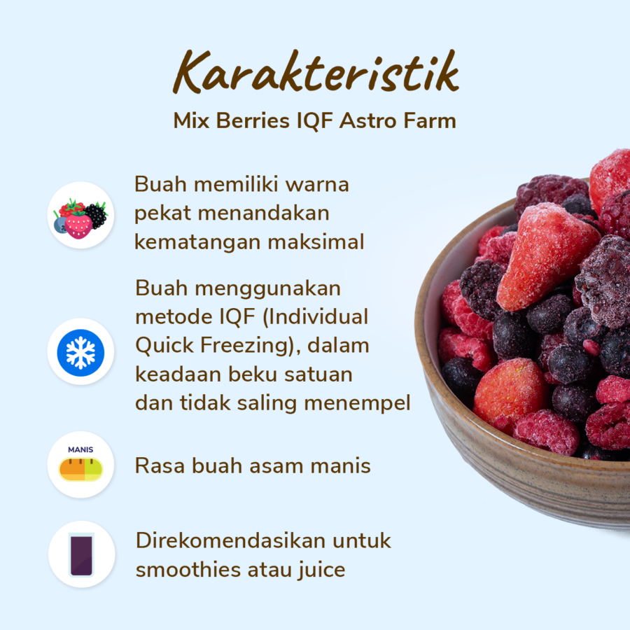 Mixed Berries Frozen IQF Astro Farm 500gram