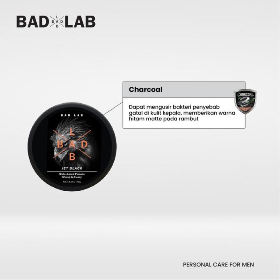 Bad Lab Jet Black Strong & Glossy Water Based Pomade Cup 40gram