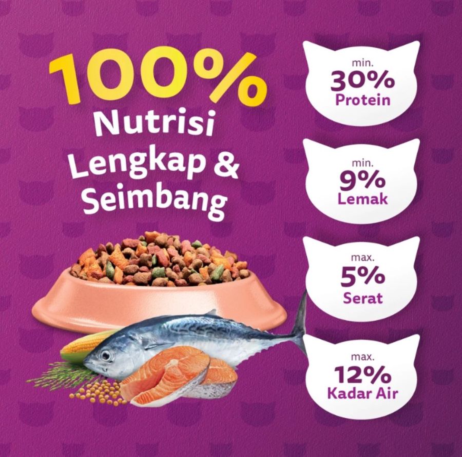 Whiskas Tuna & Salmon Adult Makanan Kucing 1200gram