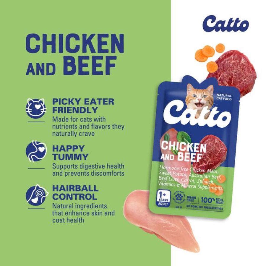 Catto Natural Chicken and Beef Adult Makanan Kucing 50gram