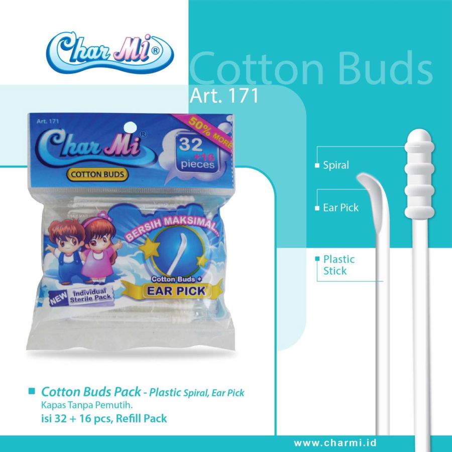 Charmi Art. 171 Cotton Buds + Ear Pick 48stick