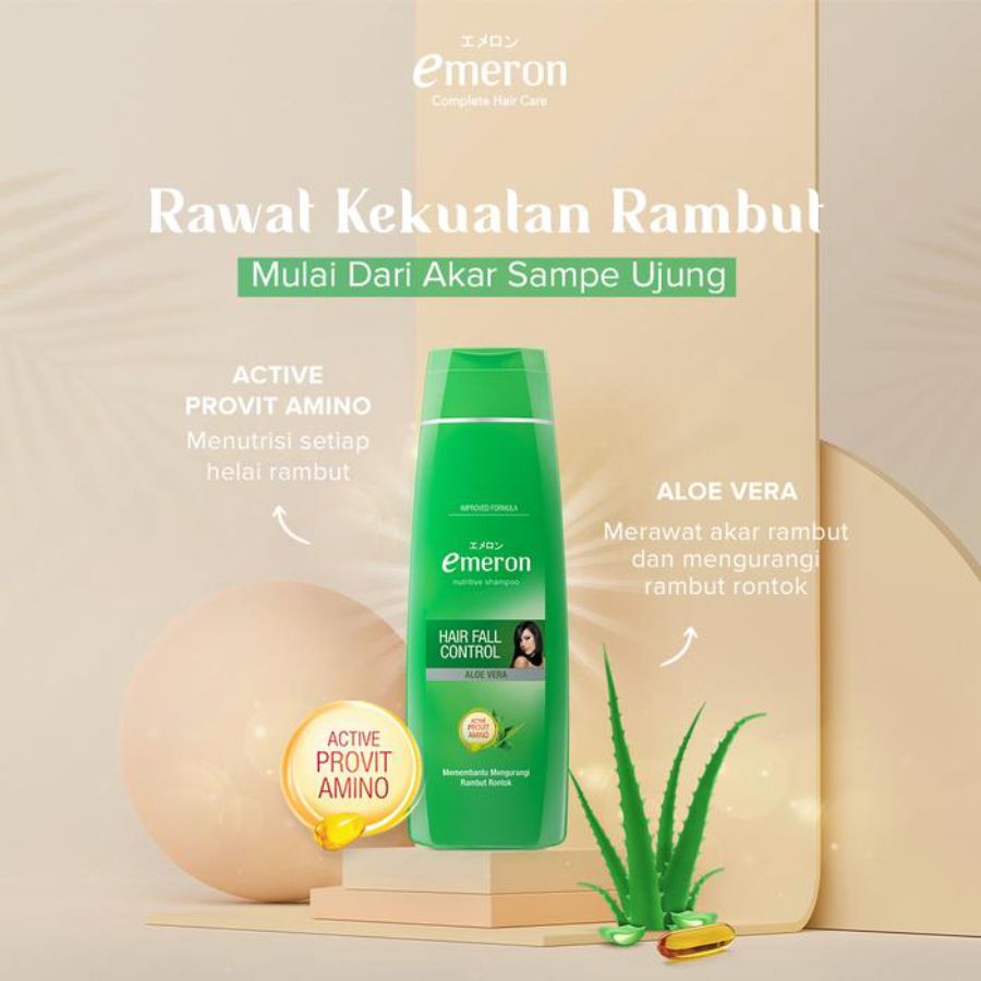 Emeron Shampoo Hairfall Control Hijau Botol 340ml