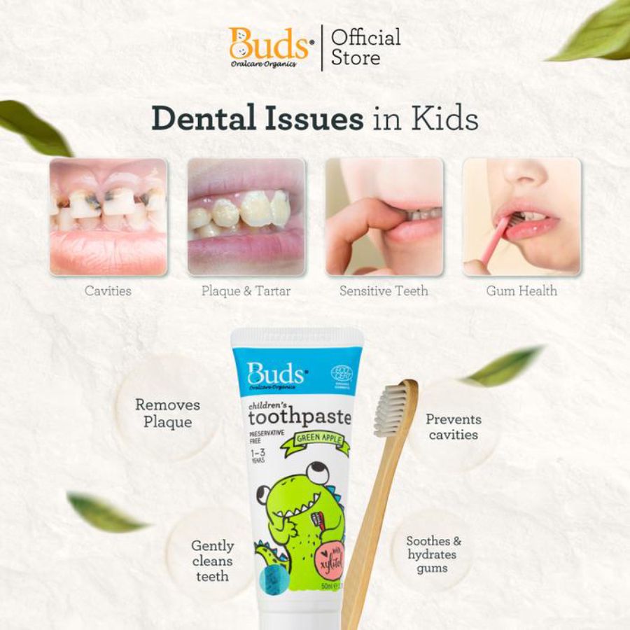 Buds Children's Toothpaste Preservative Free With Xylitol Strawberry 50ml