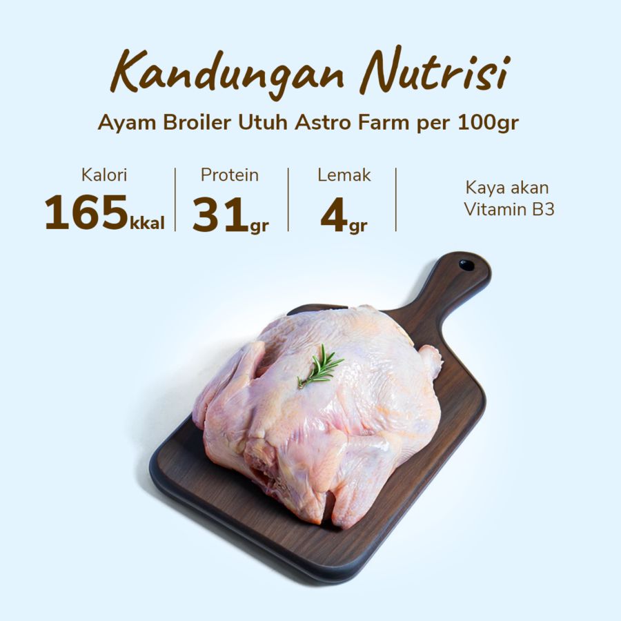 Ayam Broiler Utuh Astro Farm 900-1000gram 1pcs