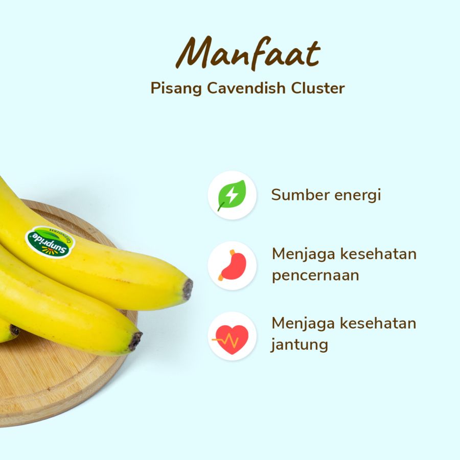 Pisang Cavendish Cluster 5-9 pcs 900-1200 gram